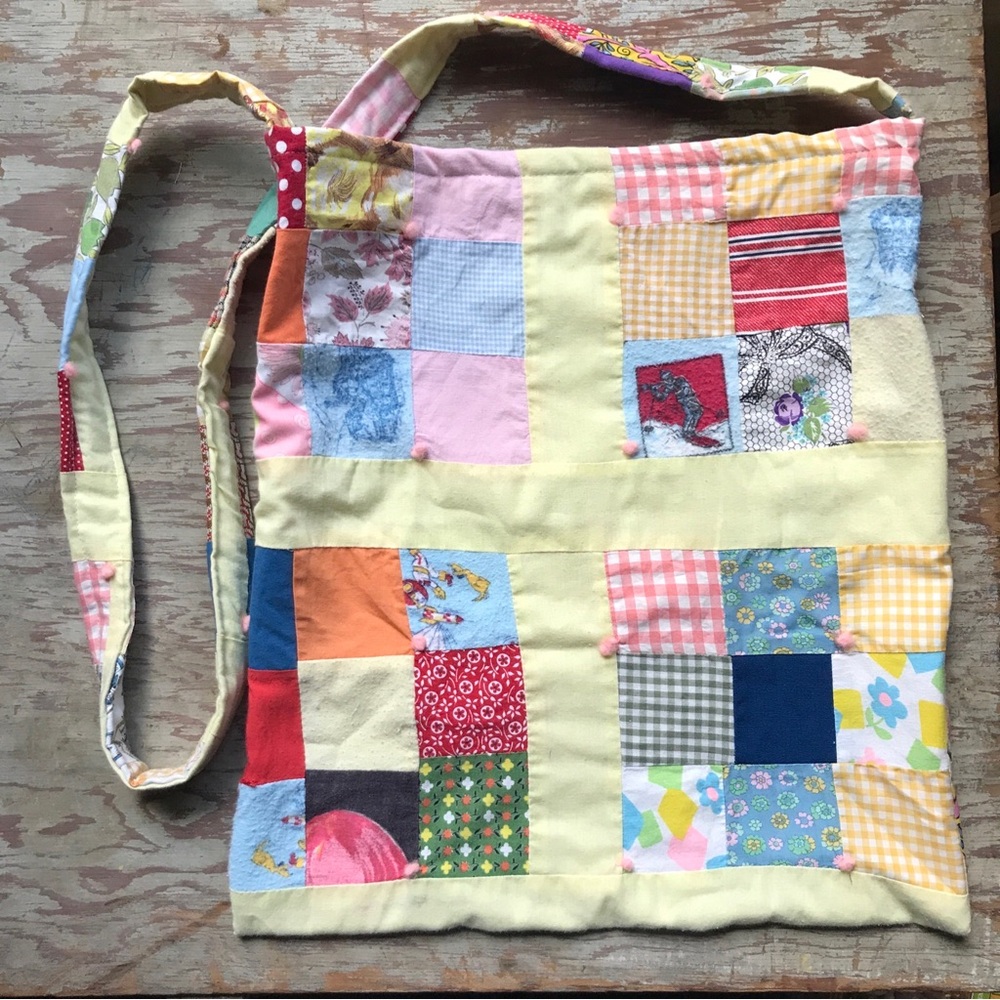 Handmade Vintage Patchwork Quilt Crossbody Tote Bag - Picture 6 of 6